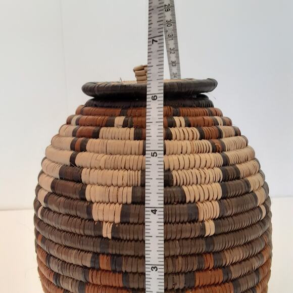 African Zulu Ukhamba Beer Basket & Lid 6" Traditional Unique Tribal South Africa - Picture 8 of 9